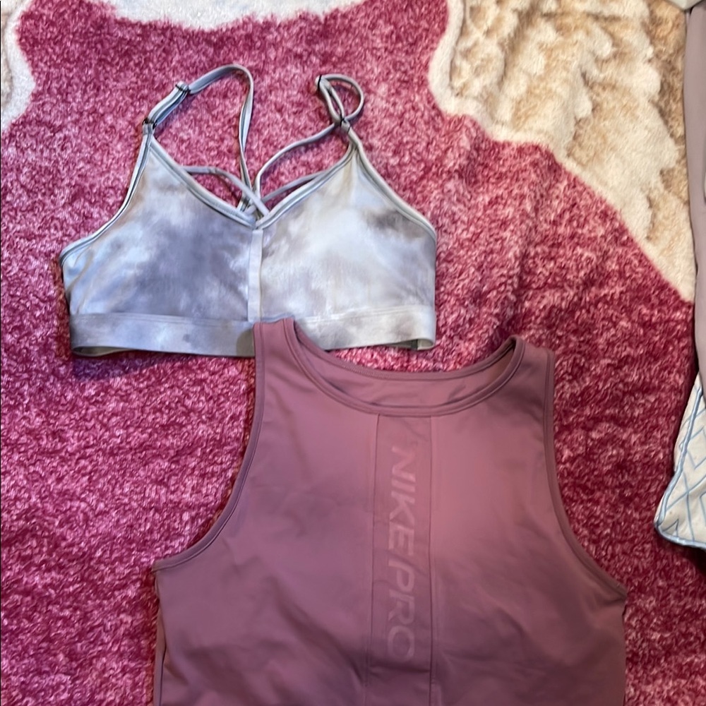 Nike Pro Women's Sports Bra and Tank Top Set - Purple and Gray